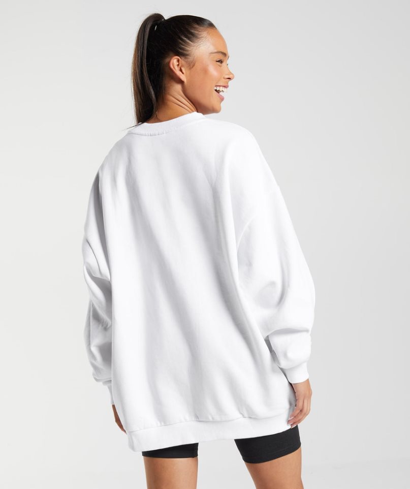 Women's Gymshark Training Oversized Sweatshirts White | CA 765N0D